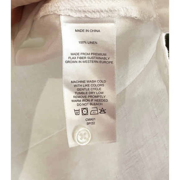 Quince Womens Linen Button Up Shirt Medium Short Sleeve Boxy Minimalist Preppy - Picture 5 of 7